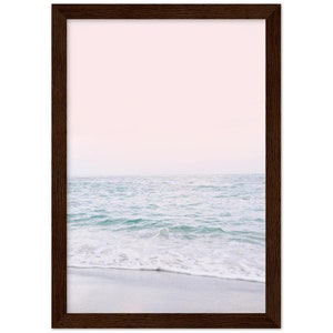 Blush Pink Beach FRAMED POSTER, Pastel Beach Print, Waves Wall Art, Sunset Print, Bathroom Wall Art, Ocean Sunset Print A4 21x29.7 cm / 8x12″