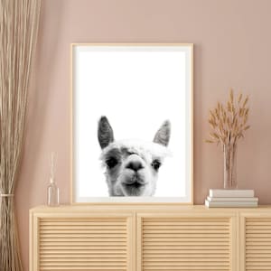 Alpaga UNFRAMED Print Alpaga Photo Animal Print, Impression de pépinière, Pépinière boisée, Impression de lama, Art mural d’alpaga, Décor d’alpaga