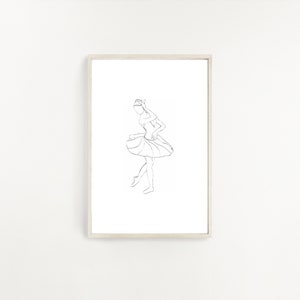 Abstract Ballet Dancer Print, Ballerina Poster, Ballet Dancer Print, Line Art Poster, Line Art Print, Line Art Ballerina, Black White
