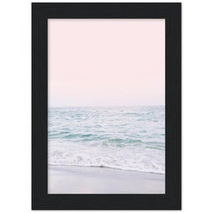 Blush Pink Beach FRAMED POSTER, Pastel Beach Print, Waves Wall Art, Sunset Print, Bathroom Wall Art, Ocean Sunset Print image 7