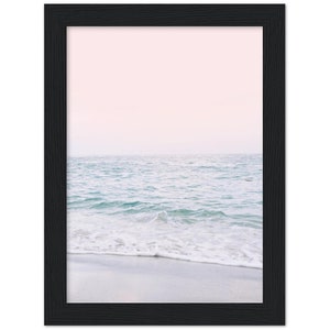 Blush Pink Beach FRAMED POSTER, Pastel Beach Print, Waves Wall Art, Sunset Print, Bathroom Wall Art, Ocean Sunset Print image 2