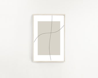 Minimalist Beige Abstract Line Art Print (Digital Download)