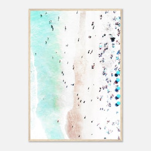 Playa aérea ENMARCADA impresión pastel playa pared arte turquesa océano cartel arena blanca playa pared arte costero impresión olas pared arte mar arena