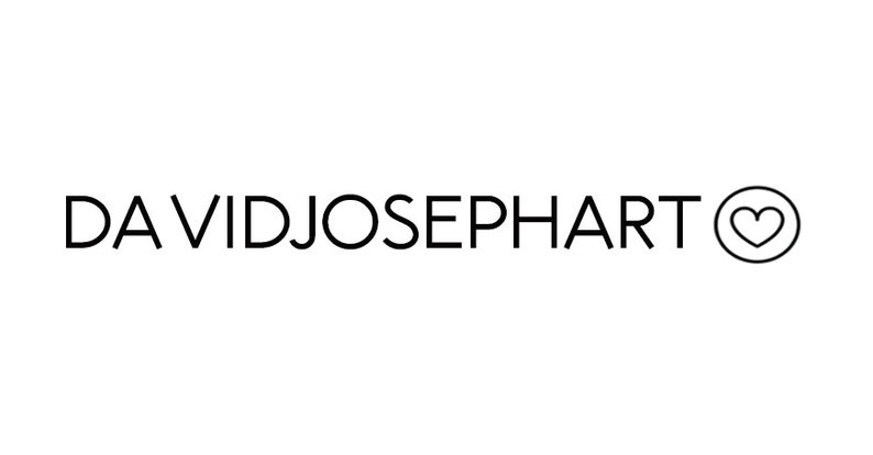 May include: Black and white logo with the text "DAVIDJOSEPHART" and a heart symbol inside a circle.