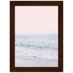 Blush Pink Beach FRAMED POSTER, Pastel Beach Print, Waves Wall Art, Sunset Print, Bathroom Wall Art, Ocean Sunset Print 15x20 cm / 6x8″