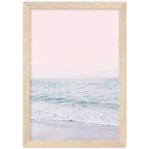 Blush Pink Beach FRAMED POSTER, Pastel Beach Print, Waves Wall Art, Sunset Print, Bathroom Wall Art, Ocean Sunset Print image 9