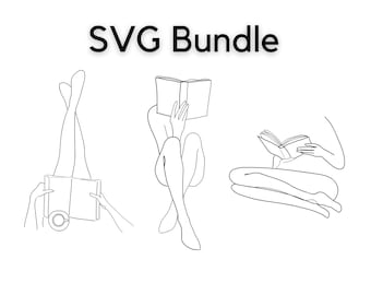 SVG Bundel Vector Line Art Haak Overzicht Breien SVG File Cricut Mockup DIY Art Svg Image Line Drawing Vector Download Woman Reading