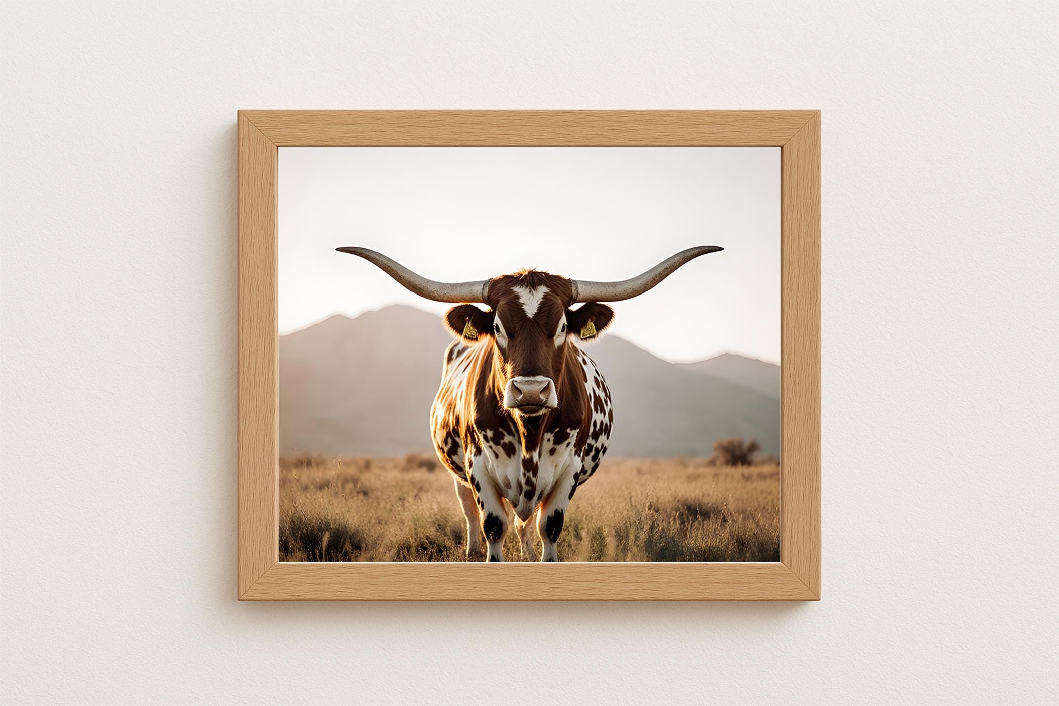 Longhorn Cow Wall Art Print – Rustic Western Decor Poster | Multiple ...