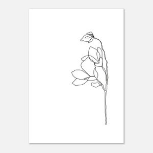 Cartaz SEM MOLDURA de Magnólia, botânico abstrato, arte de linha floral, arte de linha de planta, pôster grande, impressão de planta minimalista, arte de linha de magnólia