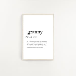 Granny, Granny Definition, Granny Print, Grandma Wall Art, Digital Download, Granny Gift, Gift for Granny, Granny Present, Mothers Day Gift