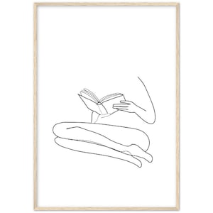 Woman Reading FRAMED POSTER, Love Print, Love Line Art, Woman Reading Print, Feminine Poster, Female Print, Woman Poster