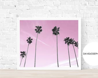 Palm Tree Print, Tropical Wall Art, California Print, Florida Decor, Malibu Print, Pink Sky Print, Beach Print, Palm Wall Art, Palm Decor