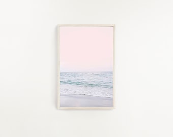 Blush Pink Beach Sunset Print, Coastal Wall Art (Digital Download)