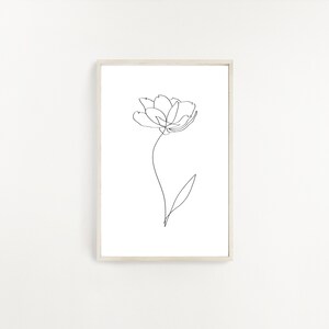 Narzissen-Linienzeichnung, Moderner Druck, One Line Art, Wandkunst Dekor, Blumendruck, Minimalistischer Druck, Digitaler Download, Blumendruck