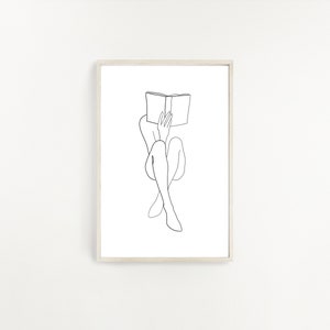 Woman Reading Line Art, Love Print, Love Line Art, Woman Reading Print, Feminine Poster, Female Print, Woman Poster, One Line Art, Printable