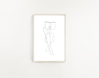 Woman Reading Line Art, Love Print, Love Line Art, Woman Reading Print, Feminine Poster, Female Print, Woman Poster, One Line Art, Printable