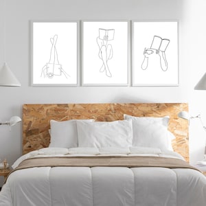 Set di 3 donne che leggono senza cornice, poster libresco, topo di biblioteca, amante dei libri, stampa, gambe, linea artistica, libro, disegno a tratteggio, donna, lettura arte