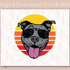 Pitbull Dog Puppy Shades Sunglasses Happy Sun | SVG PNG | Digital Download