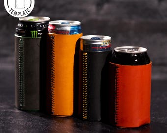 Can Cooler Leather Pattern Crafting, Leather Craft, Leatherworking Drink Holder Leather Pattern, Cup Cozy, Beer Cool Leather Patterns