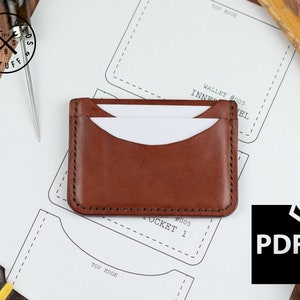Patrón de billetera minimalista de cuero, Descarga digital PDF, Proyecto de bricolaje para principiantes, Trabajo de cuero, Artesanía en cuero
