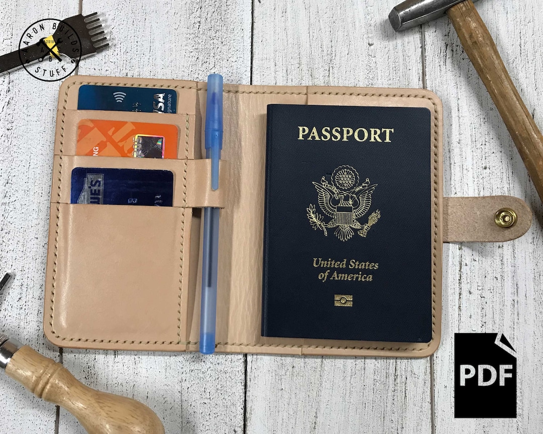 Leather Passport Wallet Pattern, PDF Digital Download, Beginner DIY