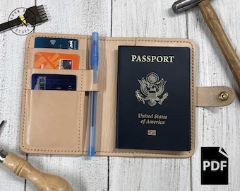 Leather Passport Wallet Pattern, PDF Digital Download, Beginner DIY Project, Leather Work, Leathercraft