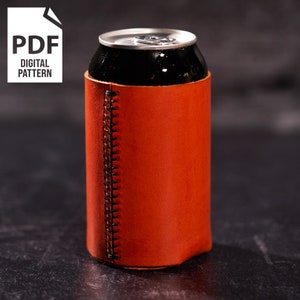 12oz Leather Can Cooler, Coozie Sleeve, Pattern, PDF Digital Download, Beginner DIY Project, Leather Work, Leathercraft