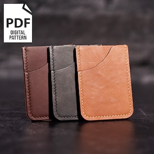 Patrón de billetera de cuero, PDF de patrón de cuero, Trabajo del cuero, Plantilla de cuero, PDF de billetera minimalista, Patrones de billetera para hombre, Plantilla de billetera