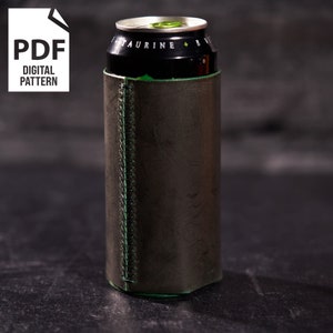 16oz Leather Can Cooler, Coozie Sleeve, Pattern, PDF Digital Download, Beginner DIY Project, Leather Work, Leathercraft