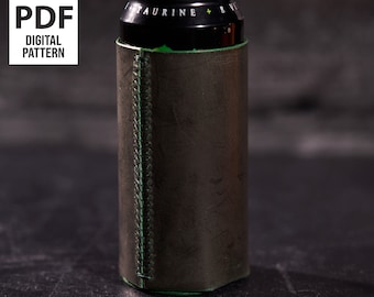 16oz Leather Can Cooler, Cooler Sleeve, Pattern, PDF Digital Download, Beginner DIY Project, Leather Work, Leathercraft