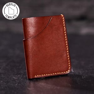 Plantilla de acrílico, billetera minimalista de cuero, patrón, proyecto de bricolaje para principiantes, trabajo en cuero, artesanía en cuero
