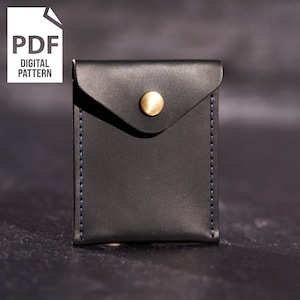 Patrón de billetera de cuero con cierre a presión, descarga digital en PDF, proyecto de bricolaje para principiantes, trabajos en cuero, artesanía en cuero
