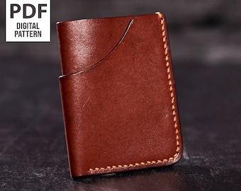 Patrón de billetera de cuero, patrón de cuero en PDF, trabajo en cuero, plantilla de cuero, billetera minimalista en PDF, patrones de billetera para hombres, plantilla de billetera
