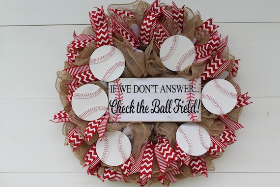 Baseball Wreath Summer Wreath Front Door Wreath Deco Mesh Baseball Wreath