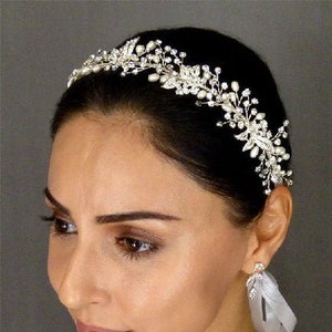 Silver or Rose Gold Rhinestone Bridal Hair Vine | Ribbon Bridal Headband | Wedding Hair Accessory | Prom Headpiece