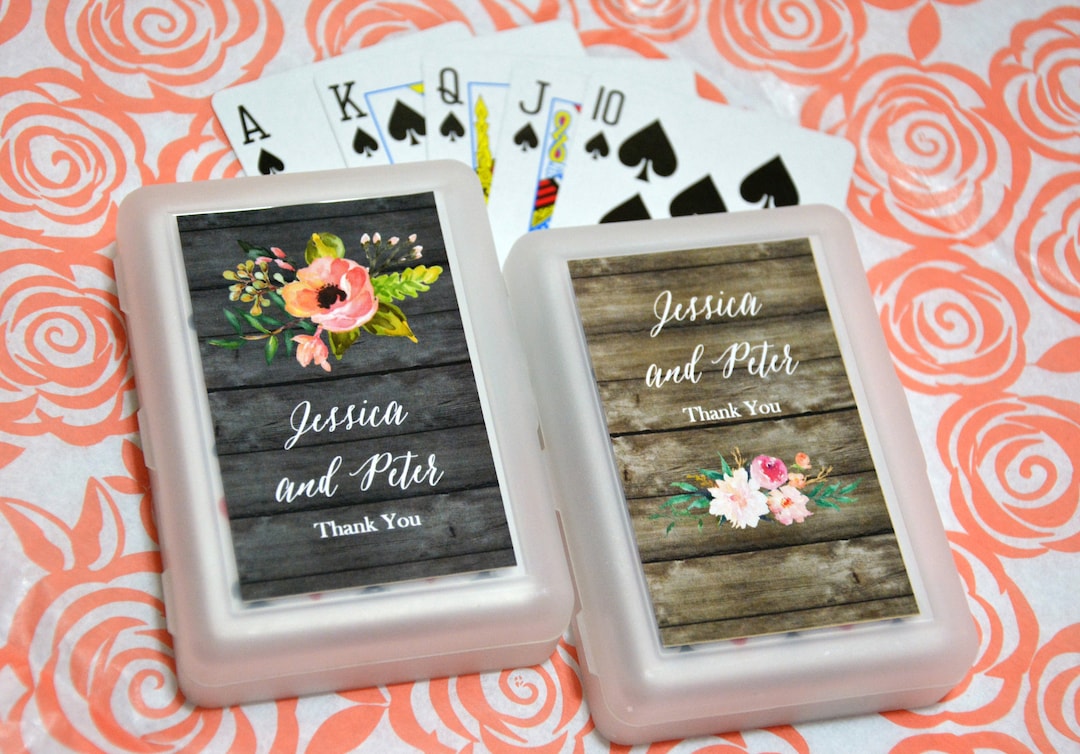 25 Garden, Rustic Theme Personalized Playing Cards Wedding Favor Floral ...