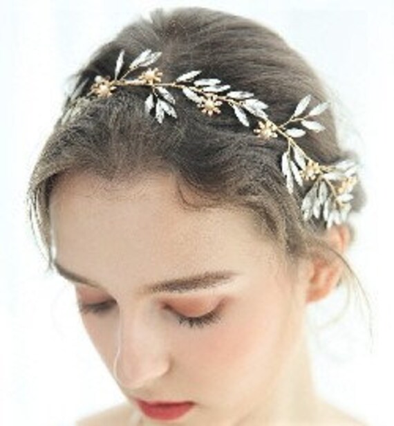Bridal wedding hair accessory headband crown white roses and Rhinestones White Hair Flowers for Wedding Party Bridal Baroque Chic  main image 3