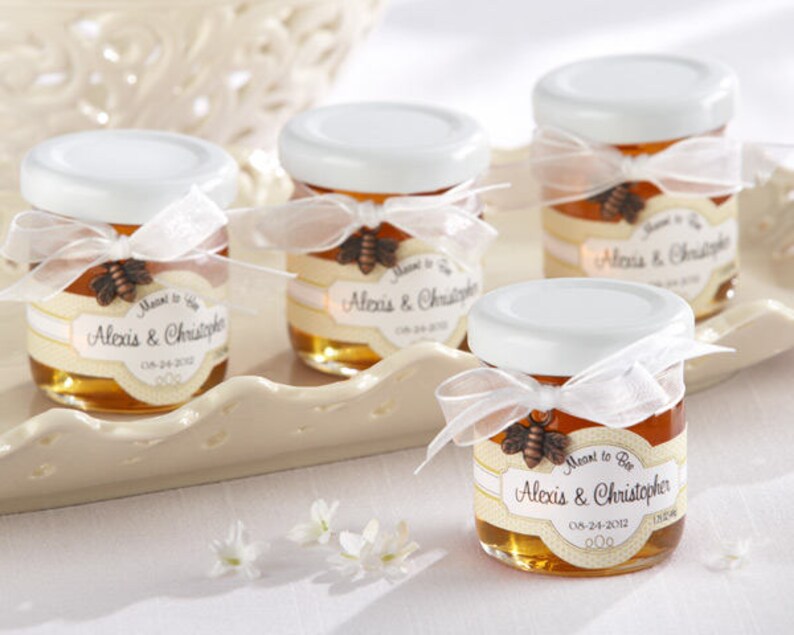 24 Personalized Honey Jars W/ribbon & Charm Wedding Favor Etsy