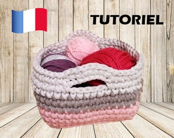 Tutorial – pattern - model – boss - In French - Textile yarn basket - tutorial - crochet