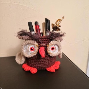 Tutorial – Owl - Pencil Holder - Amigurumi - Pattern - Template - French - Tutorial - Crochet