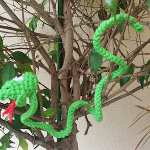 GREEN SERPENT tutorial - flexible to hang everywhere! - snake -crochet- - Amigurumi pattern - french - beginner tutorial