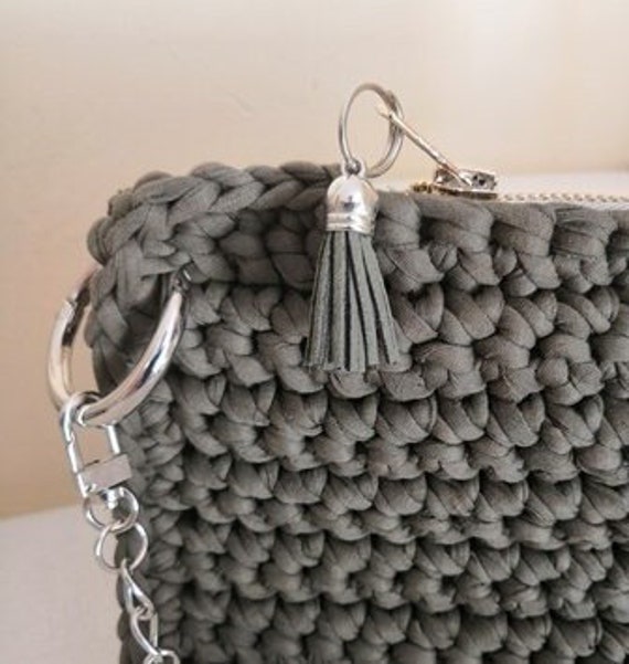 Tutoriel SAC A MAIN pochette fil textile crochet trapilho français