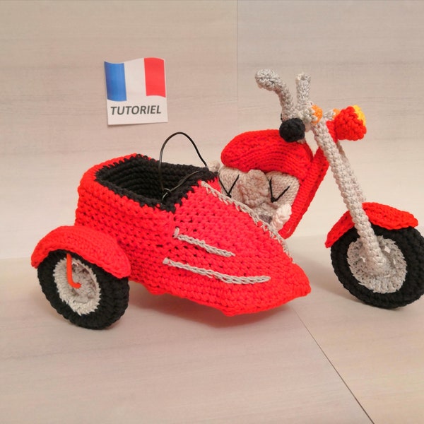 MOTO SIDE-CAR  - Harley Davidson  - modèle – patron -  en français - crochet et tricot