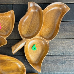 Vintage Multi Section Wooden Serving Tray Handled Hawaiian Platter Serve Ware Tropical Kitchen