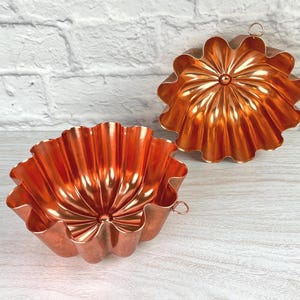 Vintage geriffelte Kupferform Runde 3,5 Tasse Französische Kupfer Bundt Pfanne Jello Food Mold Rustikale primitiv Bauernhaus Galerie Wand Kunst Wohnkultur