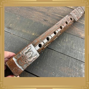 Vintage Flute Bolivian Tarka Wooden Musical Wind Instrument Carved Primitive Rustic Museum Quality Collectible Indigenous Artifact Folk Art