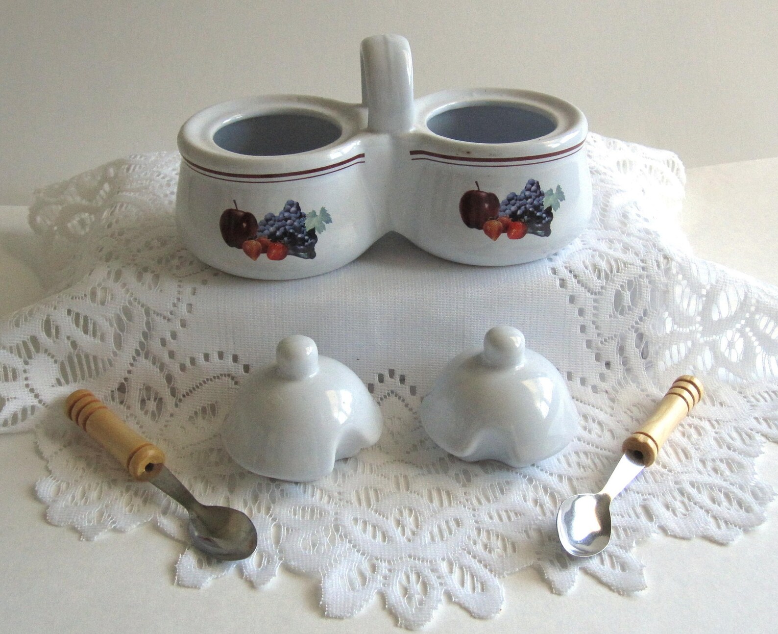 Vintage Jam Jelly Server Handled Lidded Ceramic Condiment Etsy