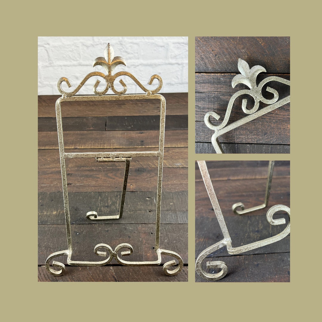 Vintage Display Stand Silver Metal Easel Collapsible Book Etsy