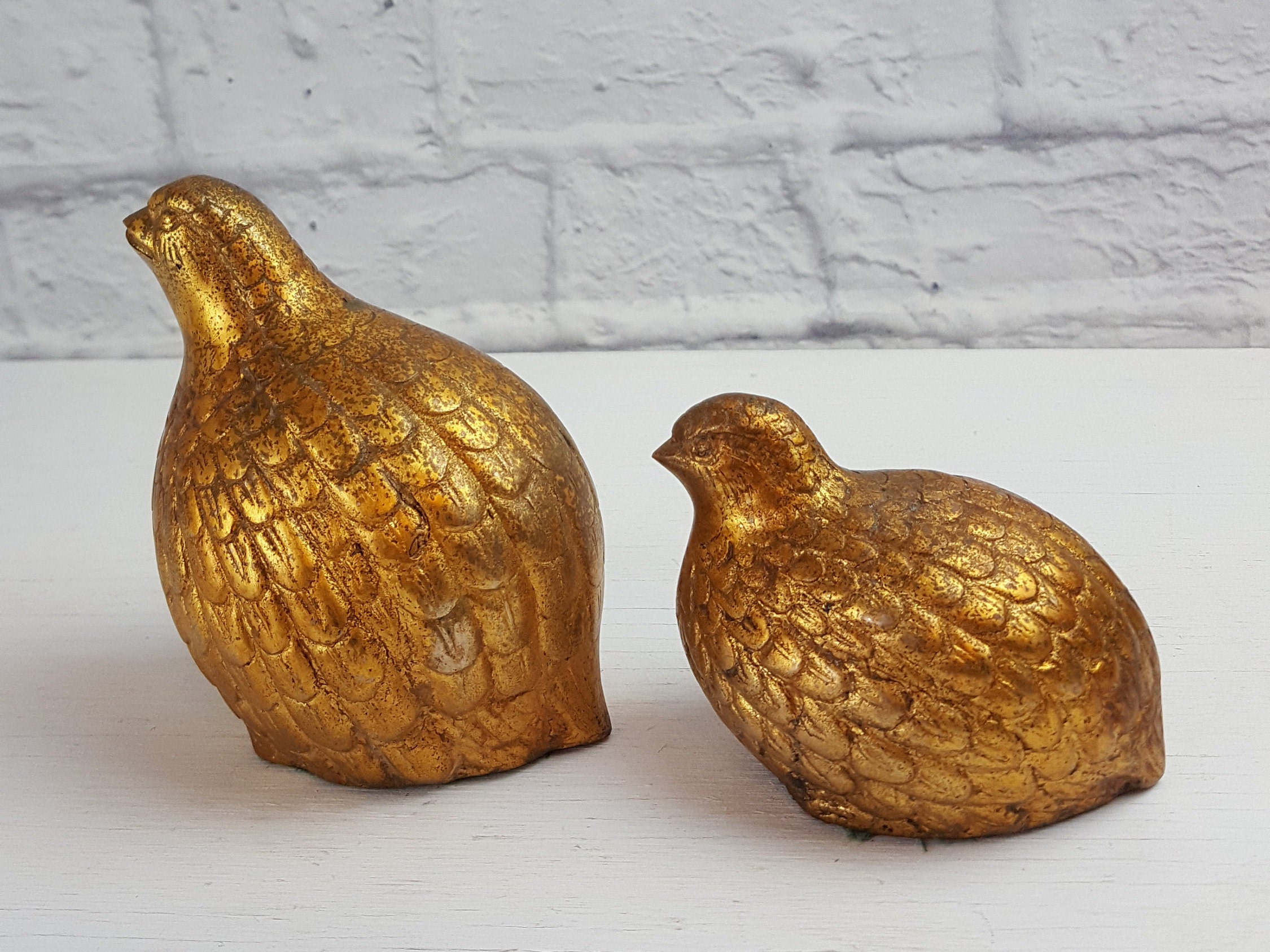 Vintage brass codornices conjunto de 2 figuras de codorniz de Etsy