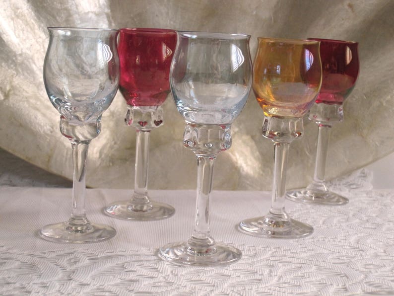 Vintage Cordial Glasses Made in Italy Set of 5 Red Blue Amber Etsy